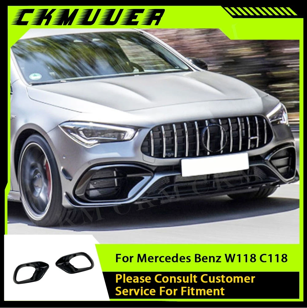 

CKMUUER ABS Gloss Black Front Bumper Lip Splitters Flaps Apron Body Kits For Mercedes Benz W118 C118 CLA45 AMG 2020+
