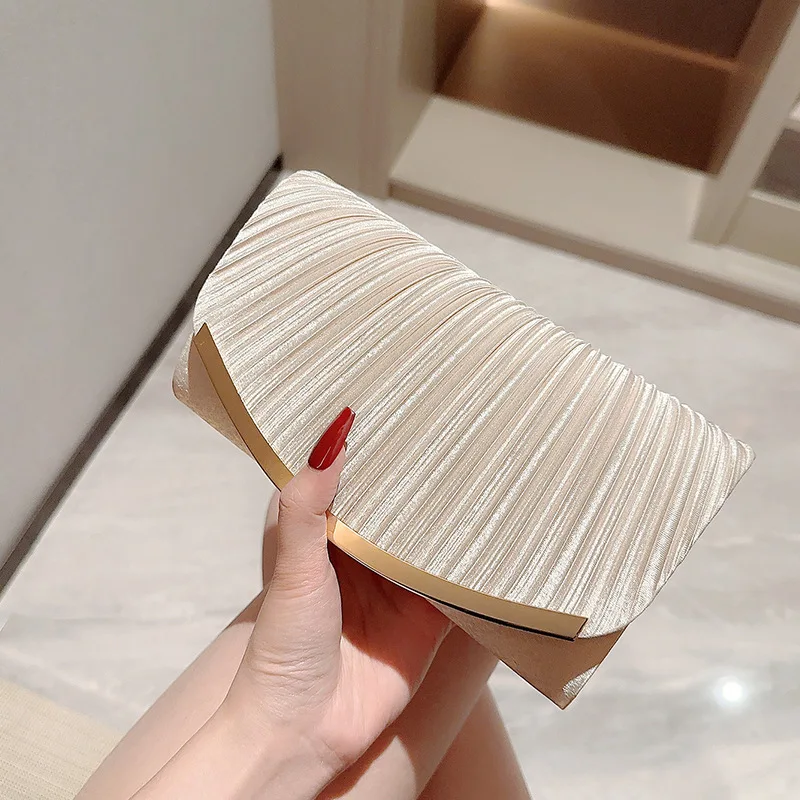 Women Clutch Bag Ladies Handbag Evening Bag For Wedding Party Shoulder Bags Chain Dinner Bag Imitation Silk Solid Color Bags