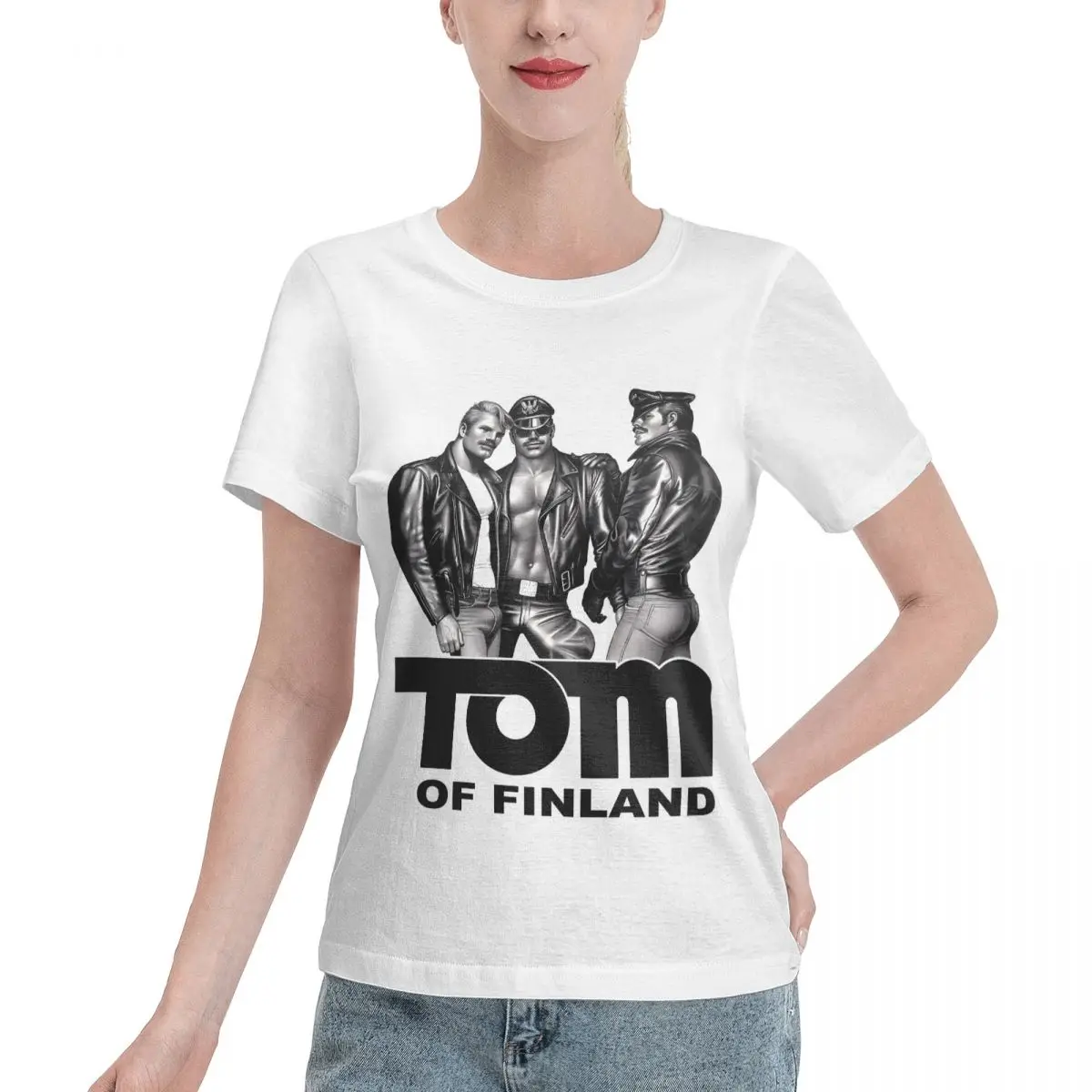Popular On Social TOM OF FINLAND - KINK (BLACK) Women's T-shirt Korean Casual Trendy Basic Tee
