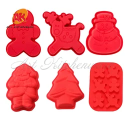 Christmas Ice Cream Mold Snowman Deer Santa Diy Chocolate Silicone Mousse Mould Cake Decorating Supplies Baking Tool