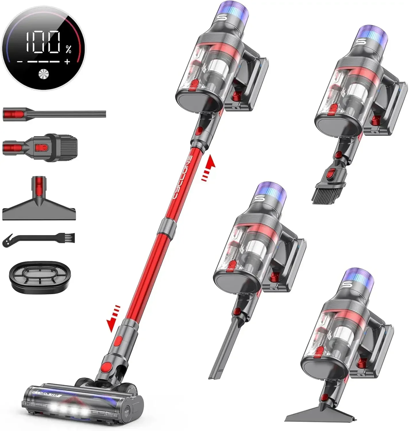 Cordless Vacuum Cleaner for V15 Pro Max 600W 45Kpa 70 Mins Self-Standing Stick Vacuum with Touch Screen Double Dust Cup