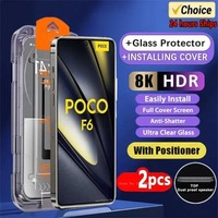 2PCS 8K Dust Free Glass for Xiaomi Poco X6 F6 Pro X5 X4 GT Screen Protector for Poco M5S M4 Pro F4 HD Oleophobic Coating Glass