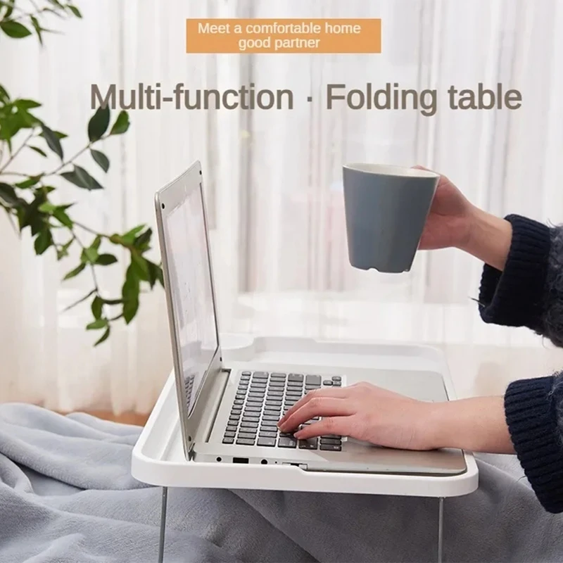 Laptop Bed Table Portable Folding Laptop Table with Cup Holder for Student Dormitory Stable Bed Tray Desk with for Sofa-A57M