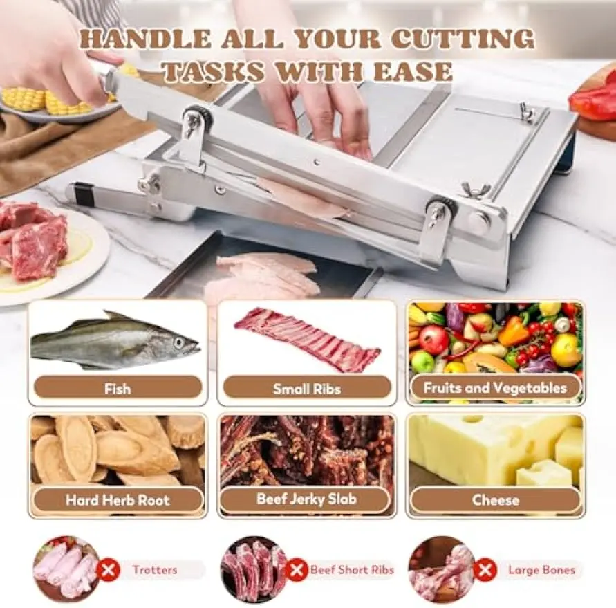 Bone Rib Cutter Chicken Chopper 13.5 Inch Double Blade (KD0288) | Meat Bone Cutter Machine, Manual Frozen Meat Slicer, Heavy