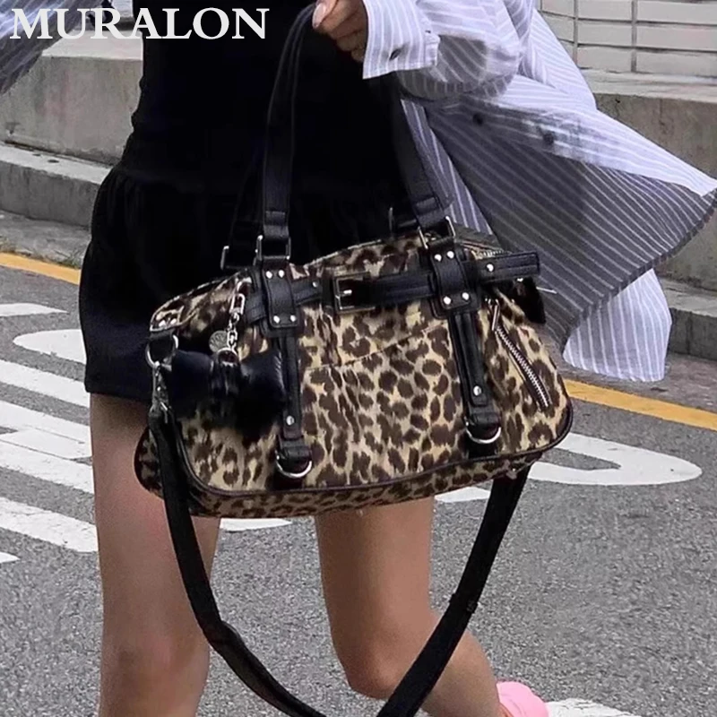 

Niche Design Women's Bag Korea New Sweet Spicy Girl Style Bow Design Tote Fashion Tide Leopard Print Commuter Shoulder Bags Lady