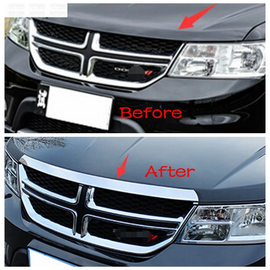 Front Engine Gille Strip Decoration Cover Trim Fit For Dodge Journey JCUV Fiat Freemont 2012 - 2017 Stainless Steel Accessories