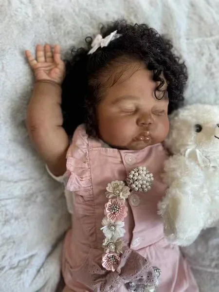 SINO-BB Customized Limited Supply 25inch Reborn Baby Pickle With Hand-Rooted Hair Dark Skin African Baby with Different Dress