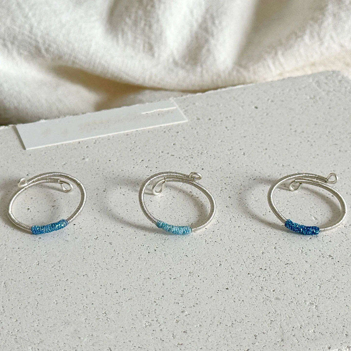 Light blue braided rope winding rings for women with original design sense new in simple ring adjustable party jewelry gift