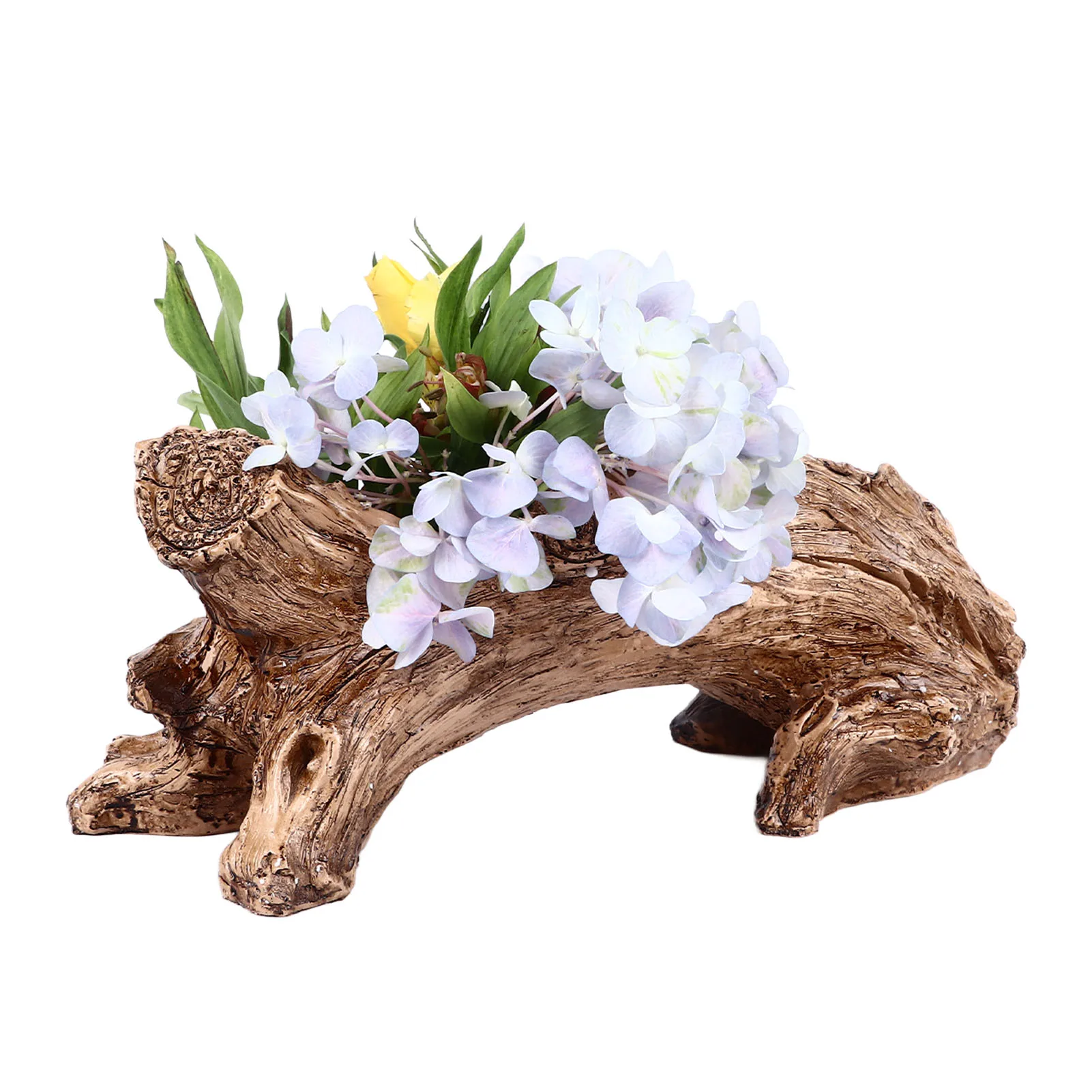 Artificial Stump Log Planter  Planter Decorative Natural Realistic Bottom Drainage Hole Multifunctional for Garden