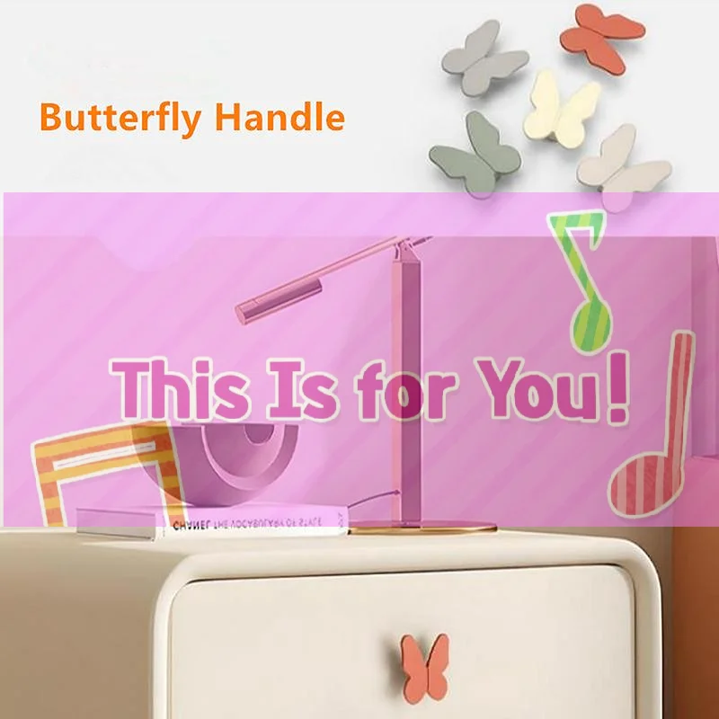Aluminum Alloy Small Handle Wardrobe Cabinet Door Handle Creative And Simple Color Cute Butterfly Cartoon Children's Room Handle