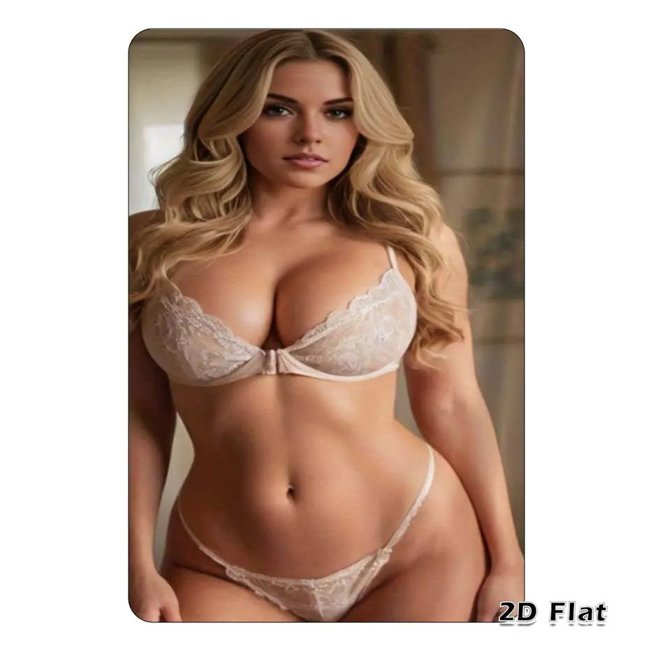Vintage 2D Metal Tin Sign - Elegant Blonde in Cream Lace Lingerie Wall Decor, Ideal Gift for Room, Home, Bar, Garage
