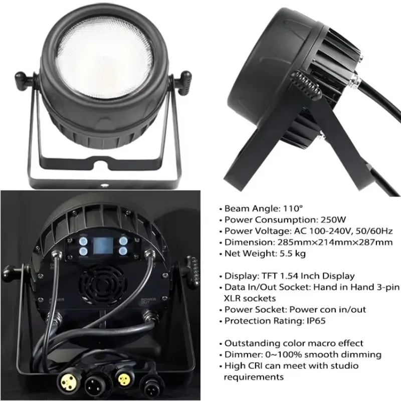 2026 IP65 300W WW+Full Color Par 4 Color RGBW DMX Waterproof LED Par Can Lights for Studio Theater