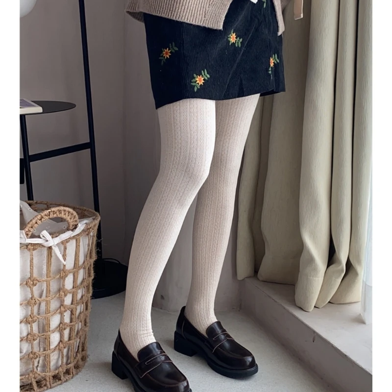 Thickened Cotton Leggings High Stretch Winter Tights Cable Knit Textured Design Soft Warm Thermal Pantyhose for Women