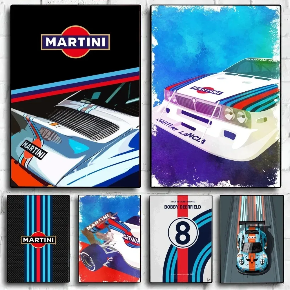 Martini Racing Retro Poster Canvas Painting Bar Retro Poster Mural Modern Home Living Room Bedroom Study Decorative Art