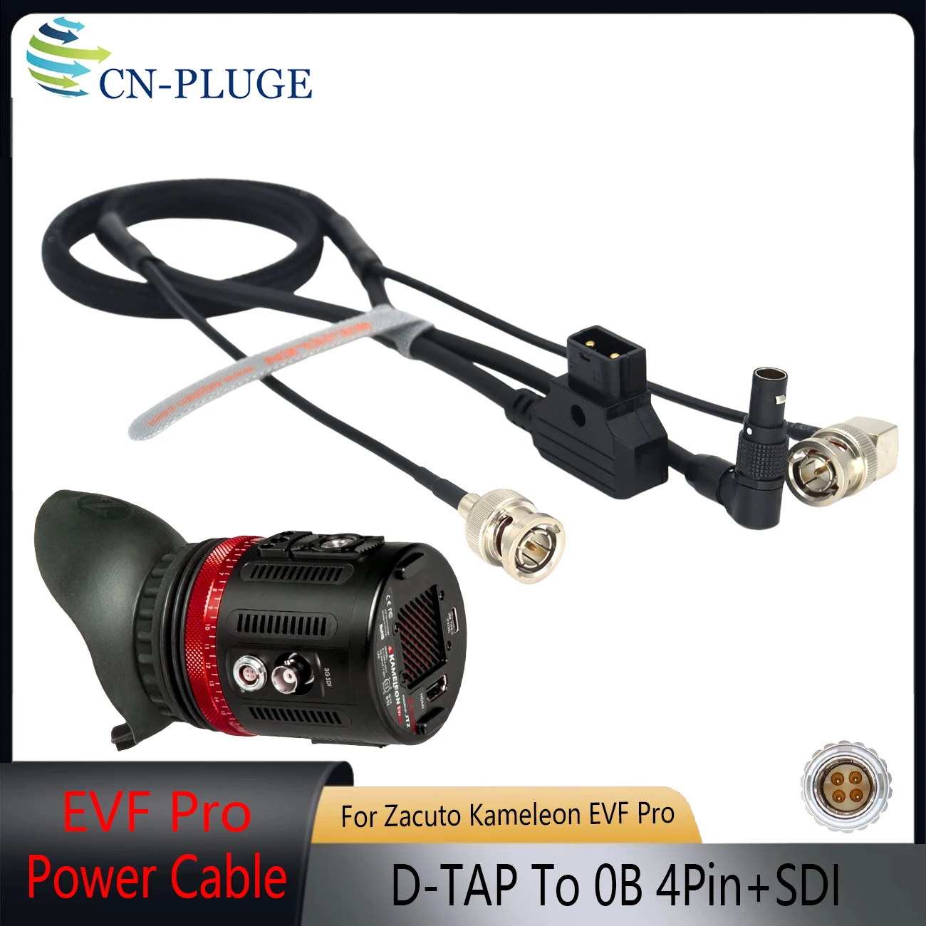 

0B 4 Pin to D-Tap Power Cable for Zacuto Kameleon EVF Pro EVF Viewfinder Power Cord+SDI video cable