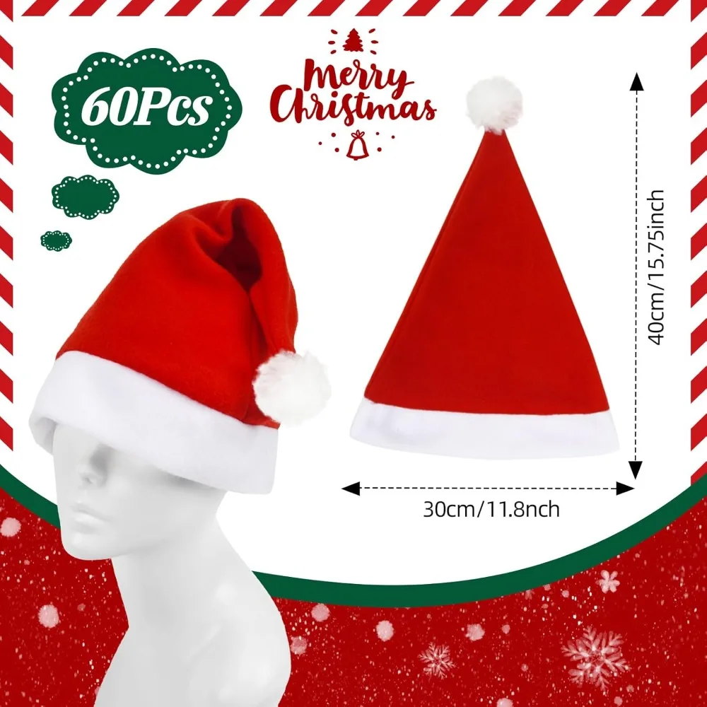 

Non-Woven Christmas Santa Hats Bulk for Adults Xmas Party Decoration Supplies
