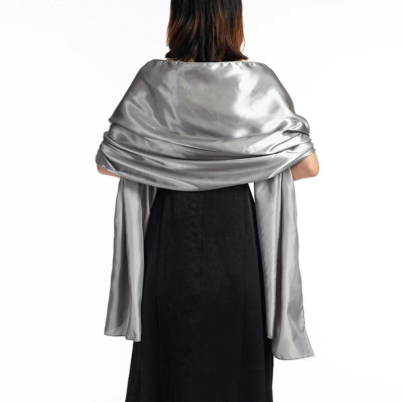 Vestido de noche largo de satén para mujer, bufanda protectora para el cuello, pañuelo para la cabeza, borla fina, capa de fiesta, chal cálido para