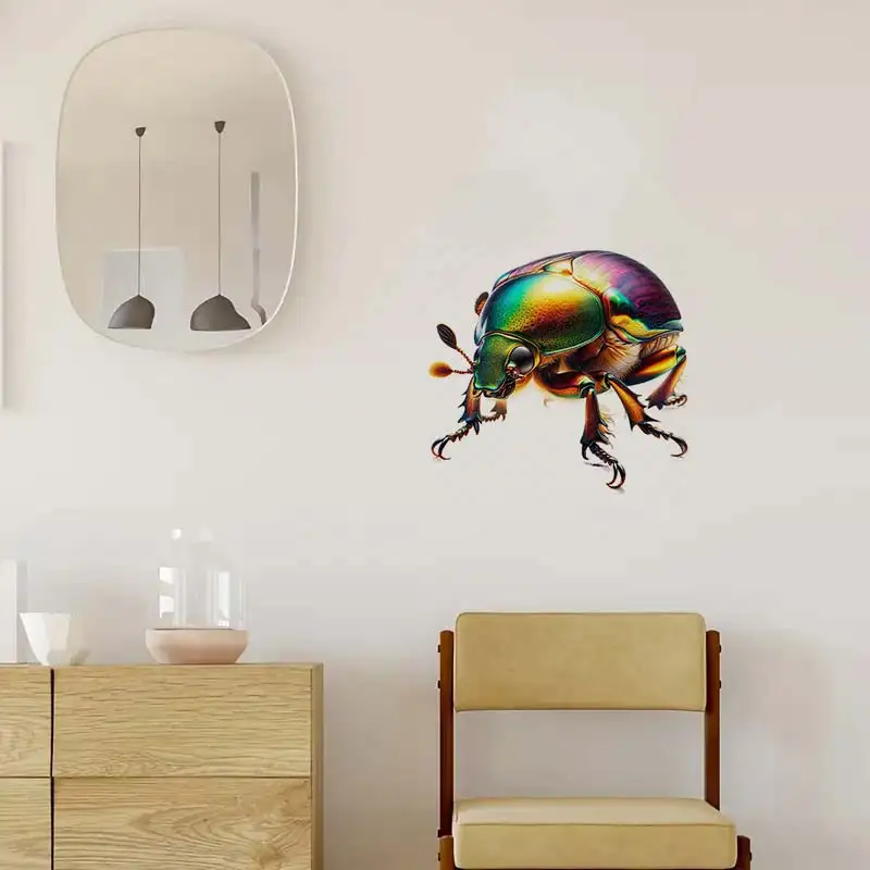 Vivid Beetle Insect Wall Sticker Decor Bathroom Toilet Living Room Decor Cabinet Refrigerator Home Decor Decals M1110