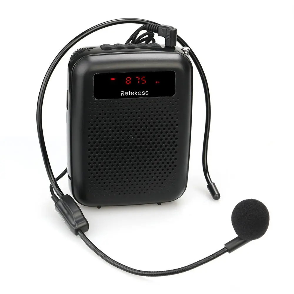 Portable Microphone Speaker 200mAh Adjustable Microphone Headset Support MP3\WMA Voice Changer for Teachers Tour Guide