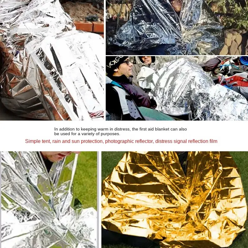 Outdoor Multifunctional Insulation Blanket 210*130cm Double Sided (Silver Gold) Survival Life-saving Blanket