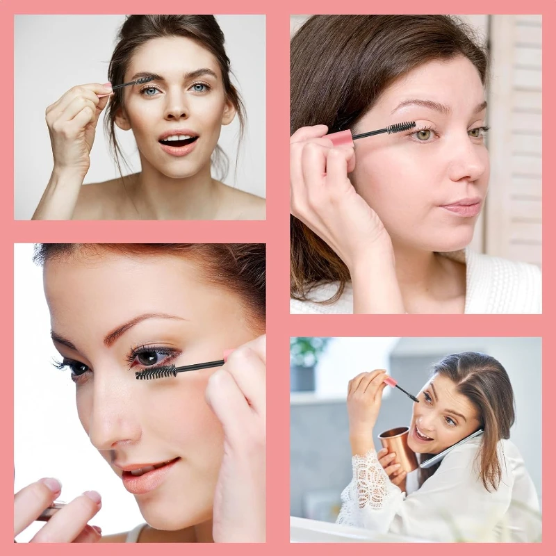 10pcs 10ML สีชมพูขวดเปล่าคอนเทนเนอร์สําหรับขนตาน้ํามันมาสคาร่าพร้อมแปรงสําหรับ Home and Travel