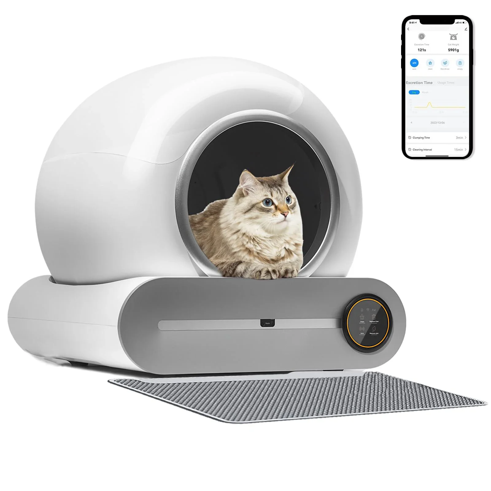 APP Control Low Noise Self Cleaning Safety Large Capacity Automatic Cat Litter Box for Multiple Cats