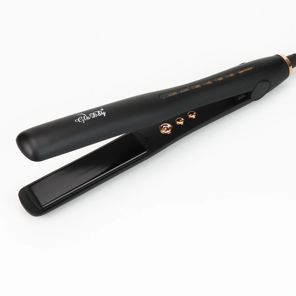 

Titanium Flat iron hair Straighteners PTC Titanium Plate 2 in 1 Straightener and Curler LED Display 6 temp level