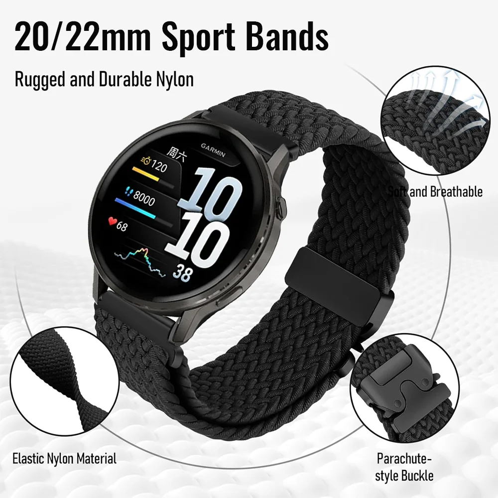 22 20mm Parachute Nylon Loop Band For Huawei Watch GT7/7 Pro/GT6/6 Pro/GT5 4 3 46mm Bracelet For Huawei Watch GT Runner 2 Strap