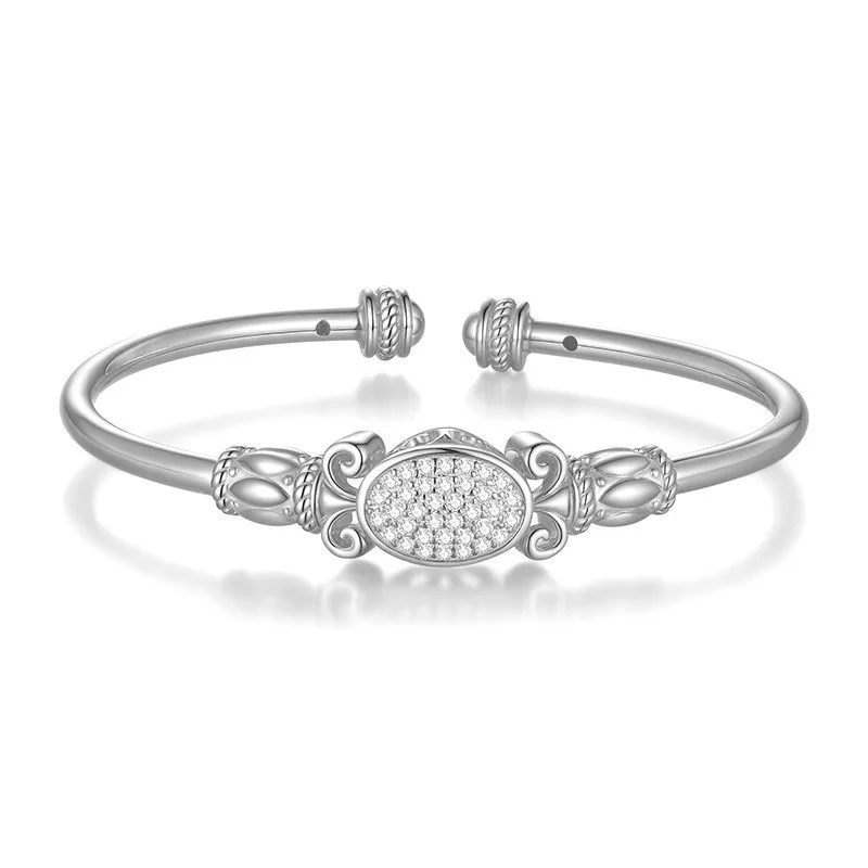 

ZFSILVER Silver s925 Fashion Luxury Trendy Moissanite Design Oval Mirror Bracelet Charms Women Wedding Party Jewelry Gift B20060