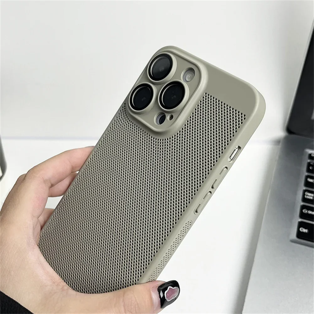 Original Kühlung Matte Wärmeableitung Fall Für iPhone 17 16 15 14 13 12 11 Pro Max X XS Max XR 7 8 Plus 17 Luft Metallic Abdeckung – Detail 2