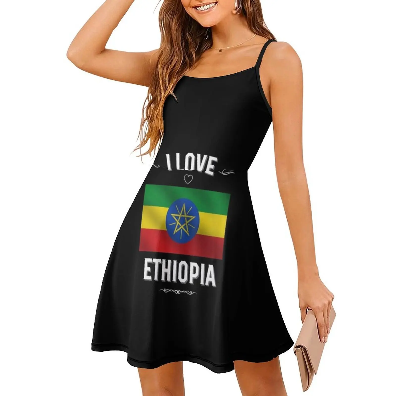 أنا أحب إثيوبيا البوهيمي فستان بلا أكمام متعدد المطبوعات عطلة الشاطئ فستان الحفلات أفريقيا أثيوبيا الإثيوبية مساء #3