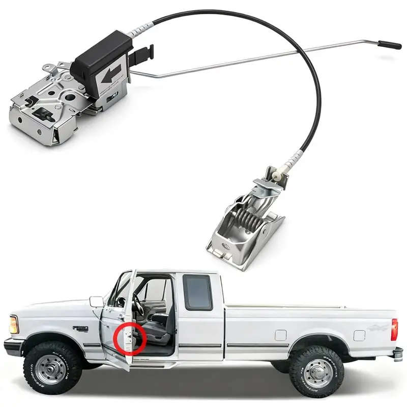 M49K-Front Door Latch Lock Assembly For Ford Pickup F-150 F-250 F-350 Bronco 1992-1997 F4TZ-15219A65-A F4TZ-15219A64-A