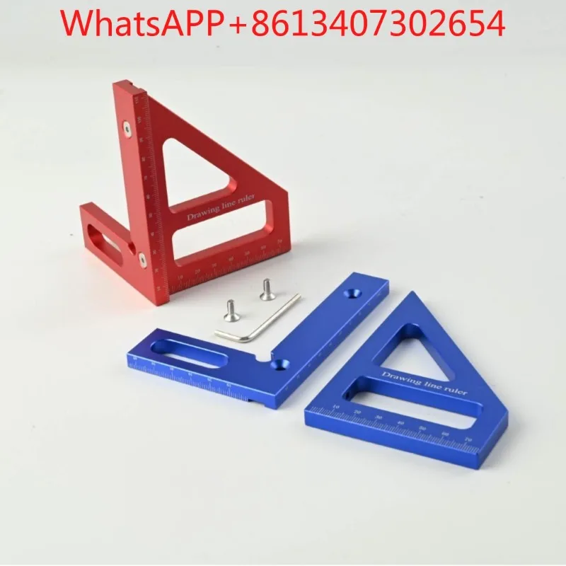 Aluminum Alloy Woodworking Triangle Square Ruler Multifunctional Scribing Ruler Metric Scribing Positioning (2PCS)