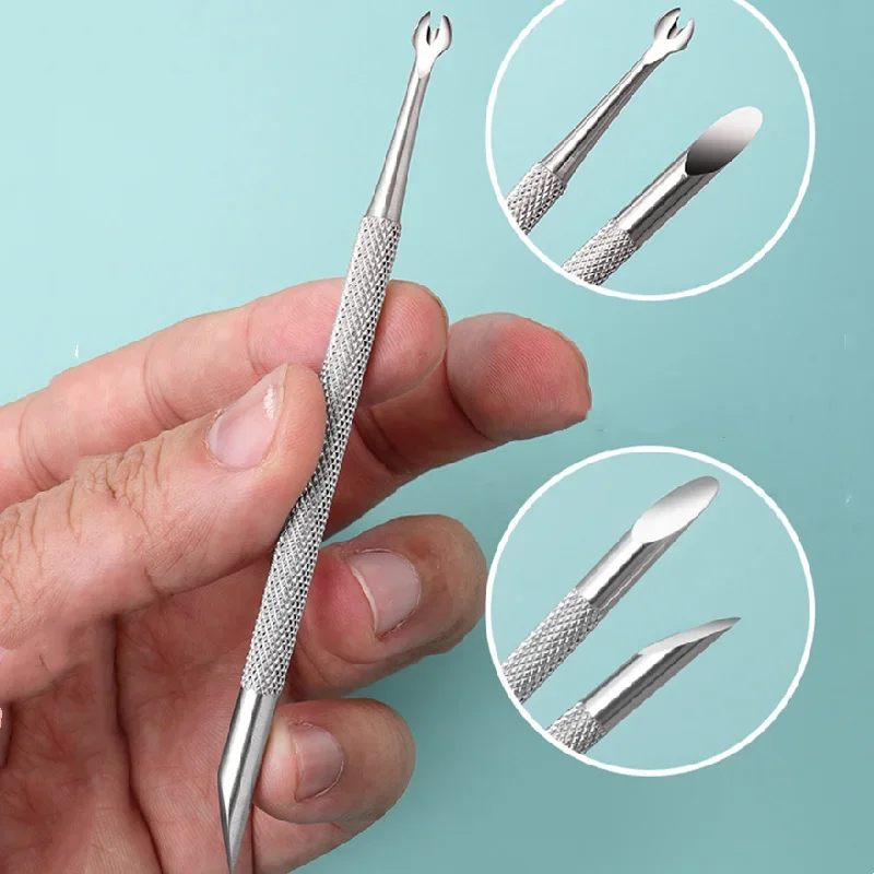 UV Gel Polish Scraper Nail Double-headed Dead Skin Remover Fork Push  Stainless Steel Easy Use Reusable Manicure Pedicure Tool