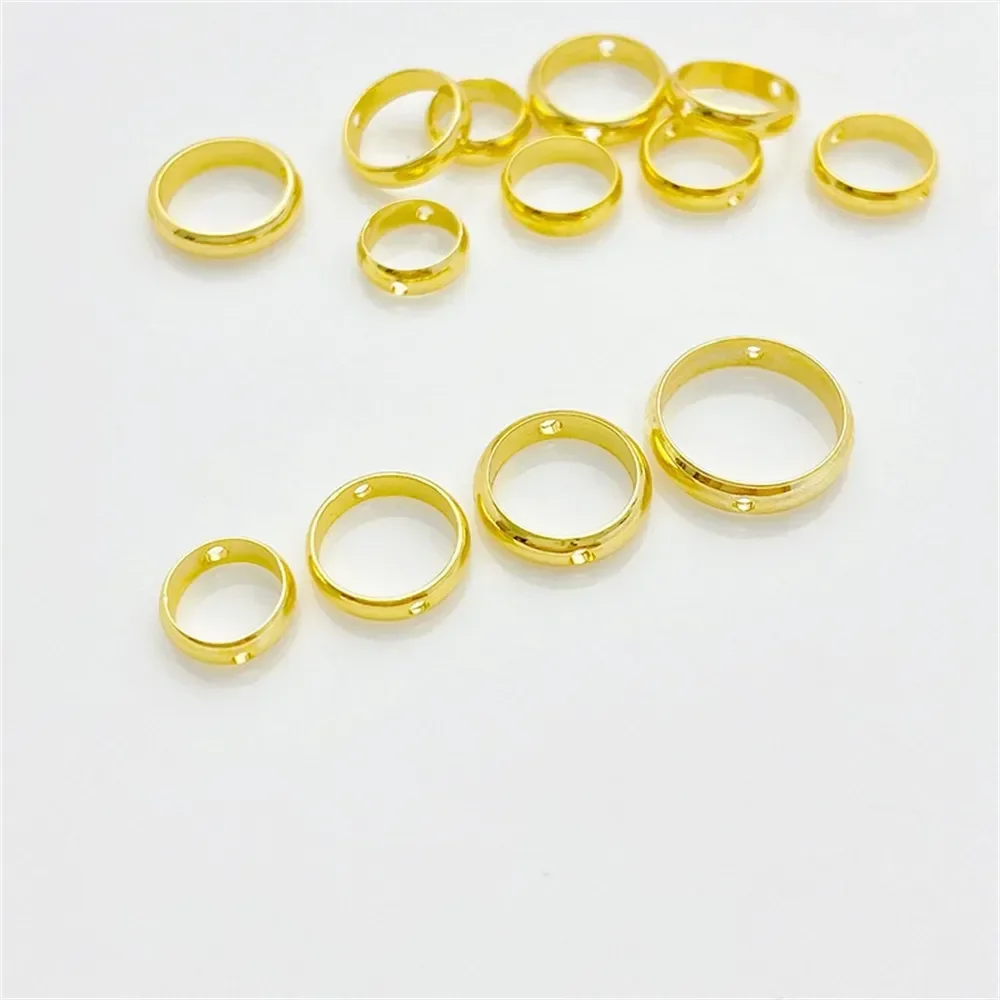 Borsa 14K Oro intarsiato Zirconio Doppia fila Vita piccola Perline Perline Distanziatore Fatto a mano Fai da te Bracciale di perle Collana Accessori di gioielli