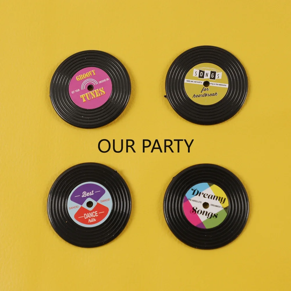 4Pcs/Pack Vintage MixTape Turntable Record Fridge Magnet Refrigerator Sticker Message Board Reminder for Home Kitchen Decoration