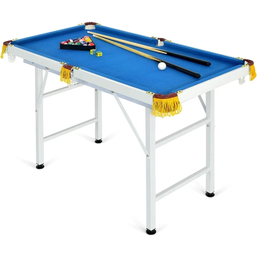 

48 Foldable Pool Table with 2 Cue Sticks 16 Balls Triangle Rack 2 Chalks Brush Portable Compact Folding Billiards Game Table Id