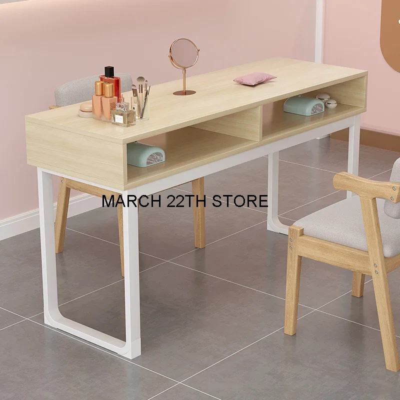 Wood Desk Manicure Nail Tables Makeup Professional White Modern Nail Tables Living Room Mesa Manicura Salon Furniture MR50NT