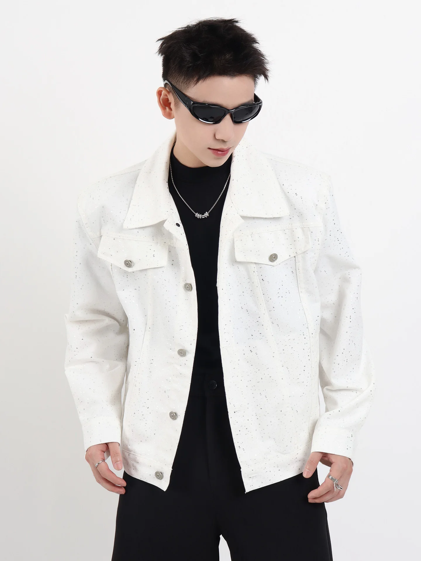 Men's 2025 Autumn New Starry Sky Hot Diamond Short Style Denim Jackets Men's High-end Fashion Versatile Tops Loose Lapel Jackets