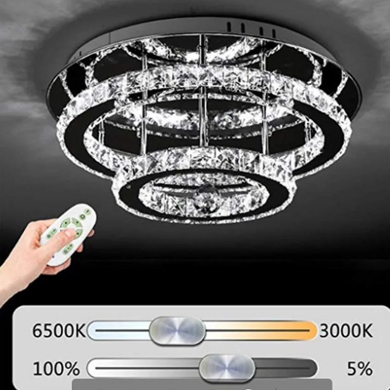 Crystal ceiling light, LED round aisle light modern minimalist living room bedroom ceiling light hallway  balcony light fixtures