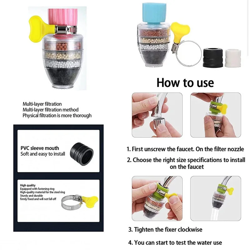 5-layer Purifier Tap Filter with Water Saving Bubbler and Activated Carbon Filtration