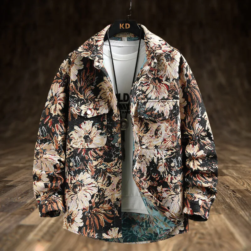 

202, весна/лето, высококачественная мужская толстая рубашка с мультяшным принтом, модная рубашка, свободное издание