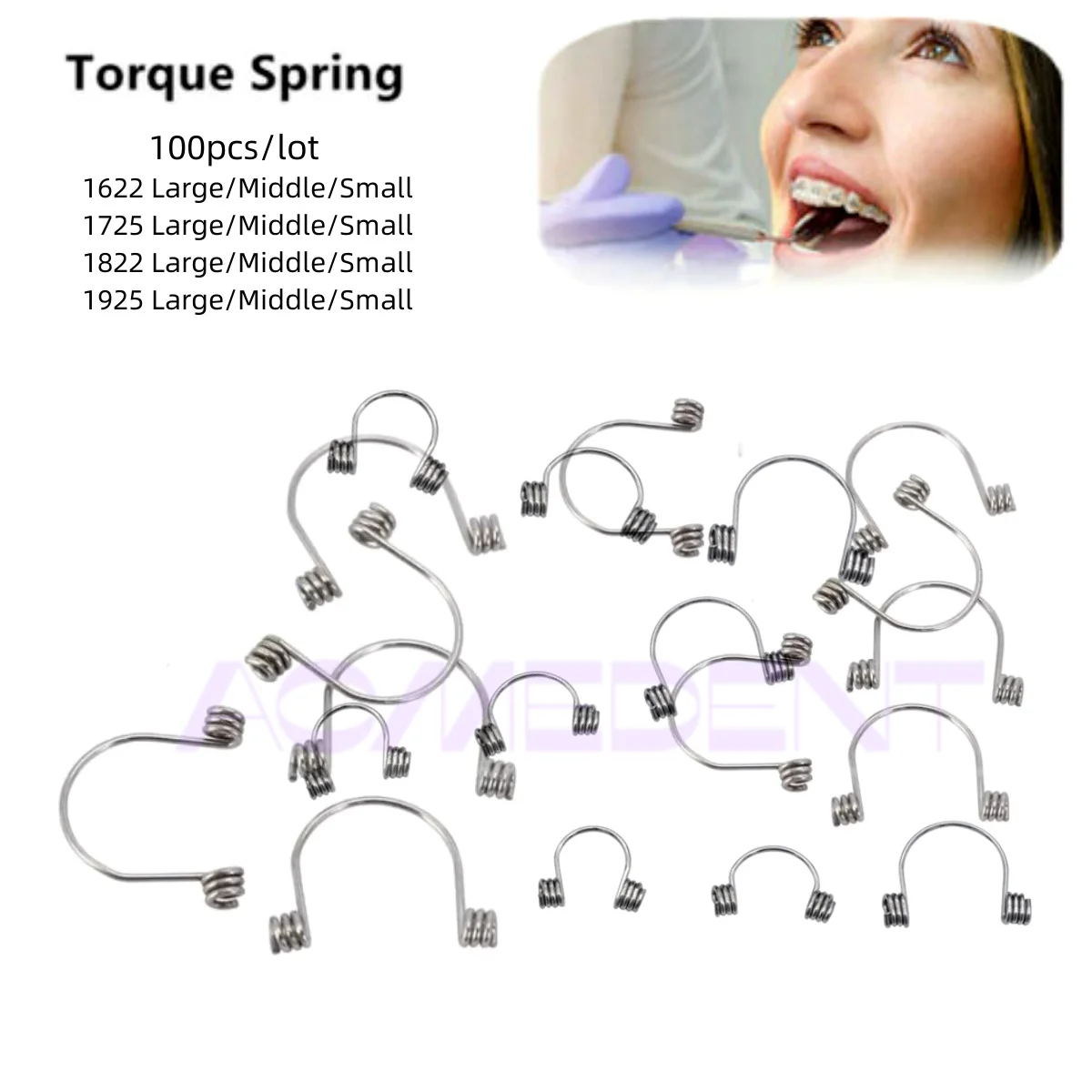 

100pcs/Lot Dental Torque Springs Rectangular Stainless Steel Orthodontic Single Anterior Teeth Universal L/M/S