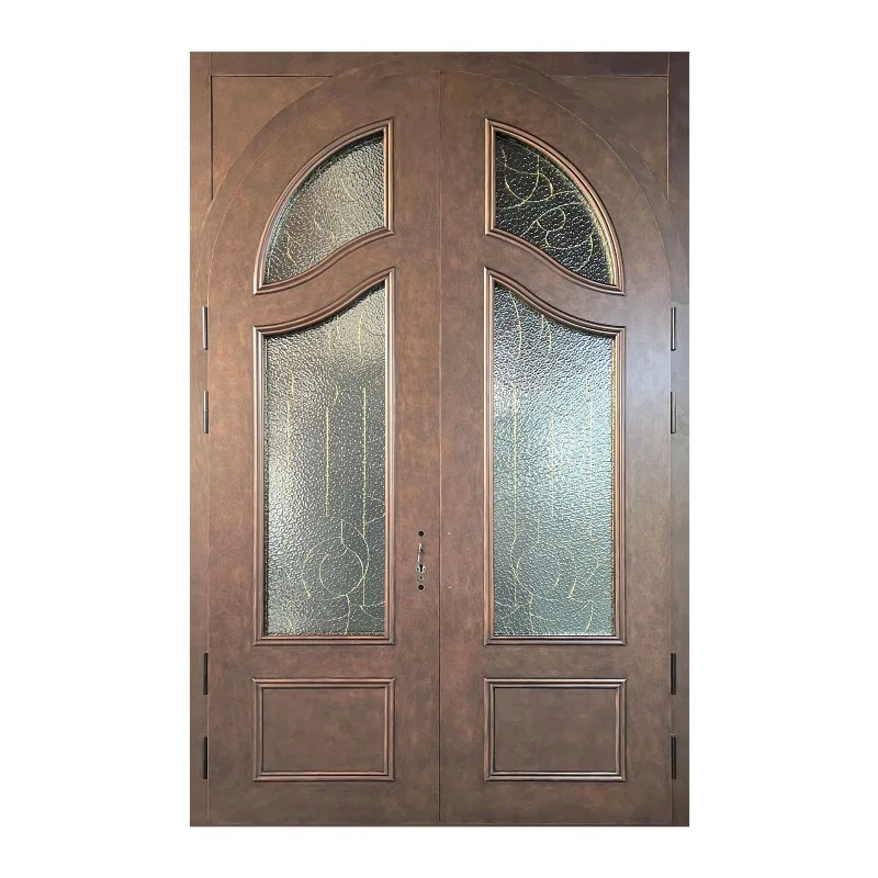 European style double door pure copper flower branches, French villa door arc door