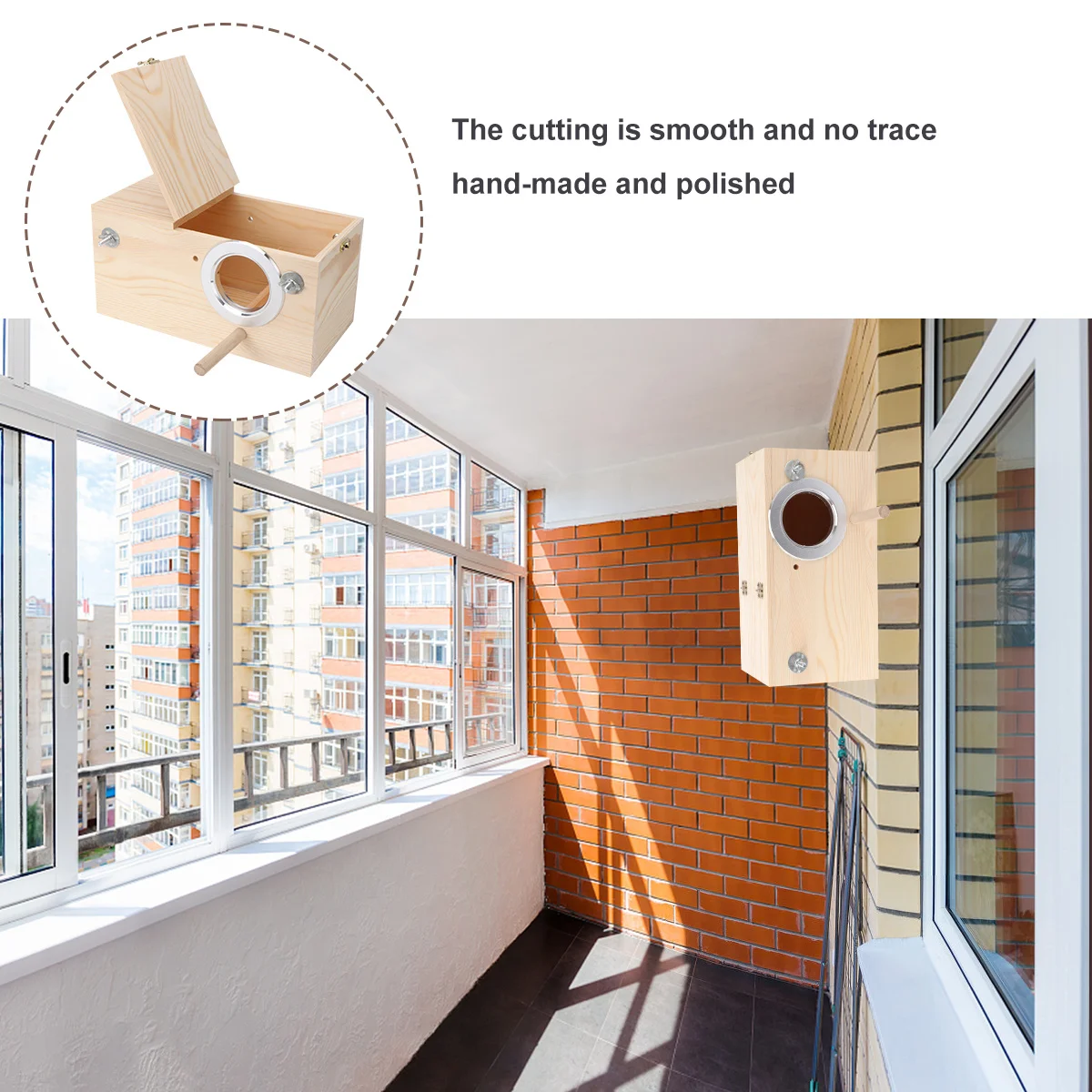 

Outdoor Solid Wood Parrot Breeding Box L Size Clamshell Wooden Bird Garden Decoration Birds Nest for Decoration