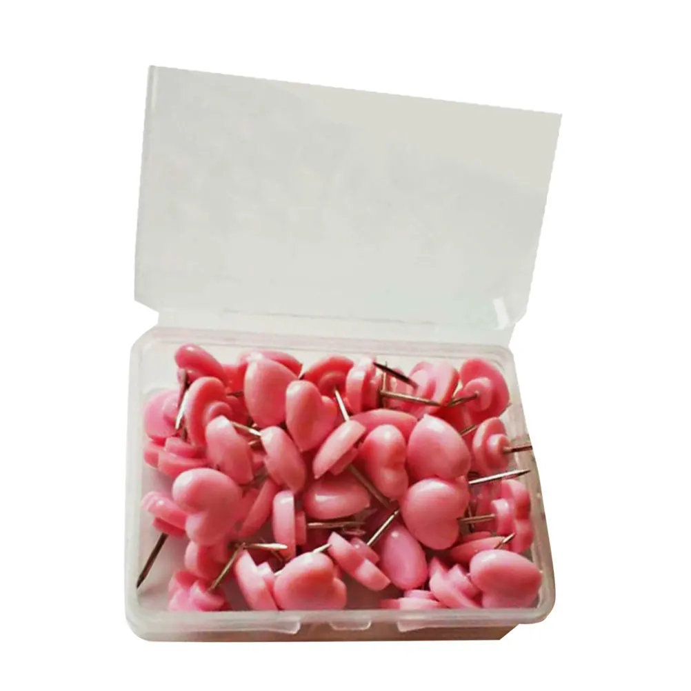 

2 Boxes Pink Tacks Drawing Pins Plastic Thumbtack Practical Pins Stationery Supplies Simple Push Decorative Heart