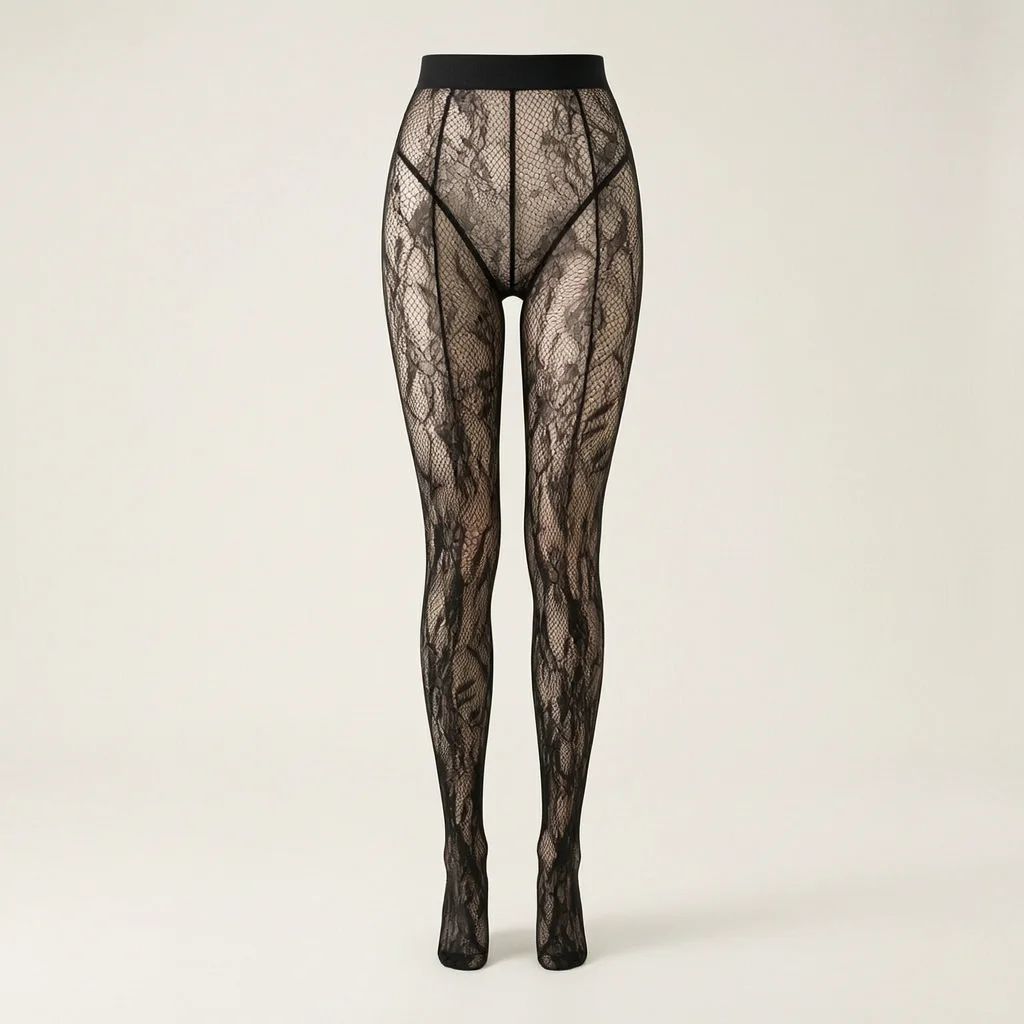 Hollow Mesh Tights Gothic Jacquard Sexy Thin Transparent Stockings For Cosplay Halloween Party Multicolor