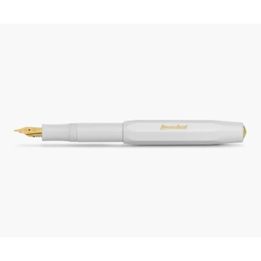 

Sport Classic Fountain Pen White Fine Nib Sport Octagonal Clip Gold.