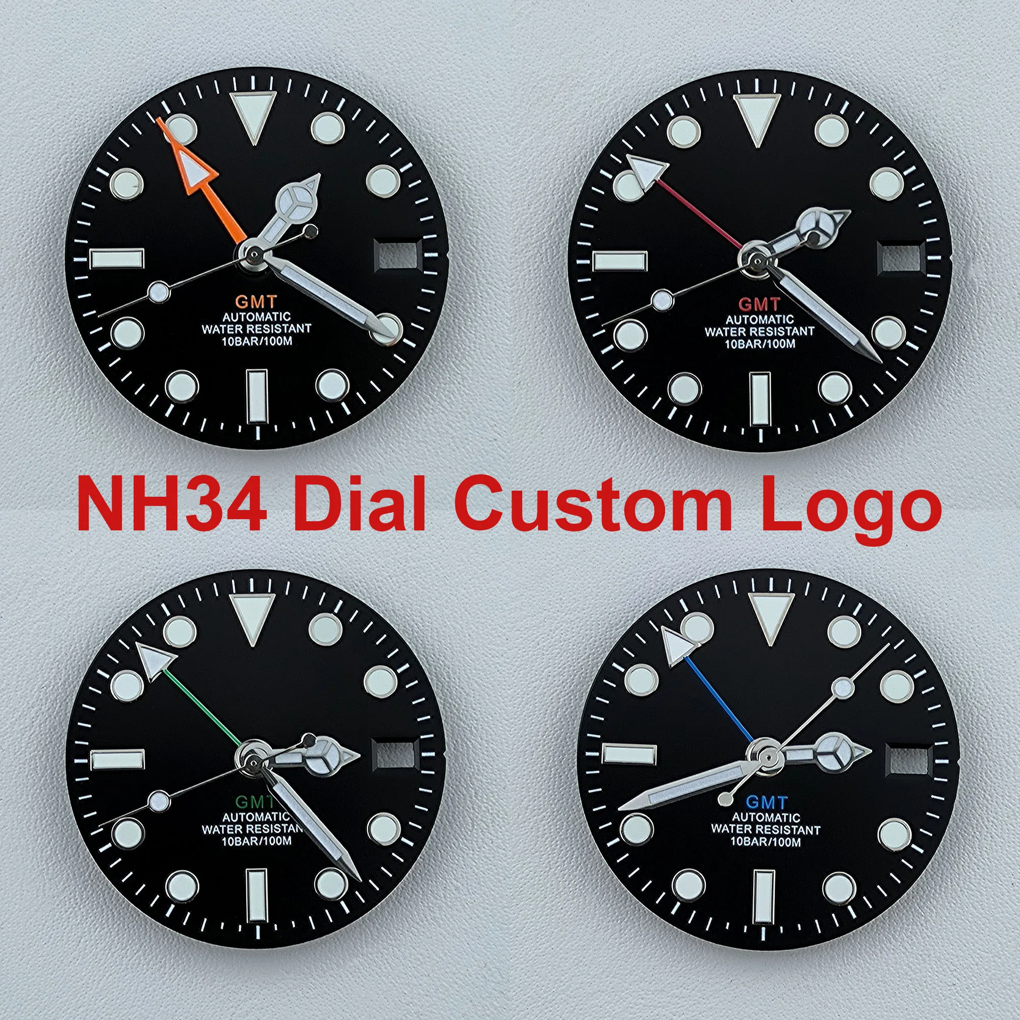 28.5mm Watch Dial N H34 Dial Watch dial Custom logo No logo dial Green Luminous dial fit N H34 movement watch accessorieessories