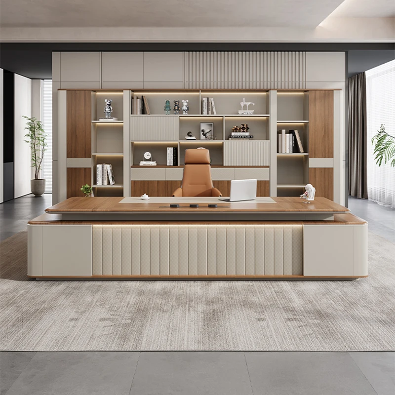 

E0 экологически чистый высококачественный настольный светильник для босса, роскошный президентский стол и стул, сочетание современного простого стола